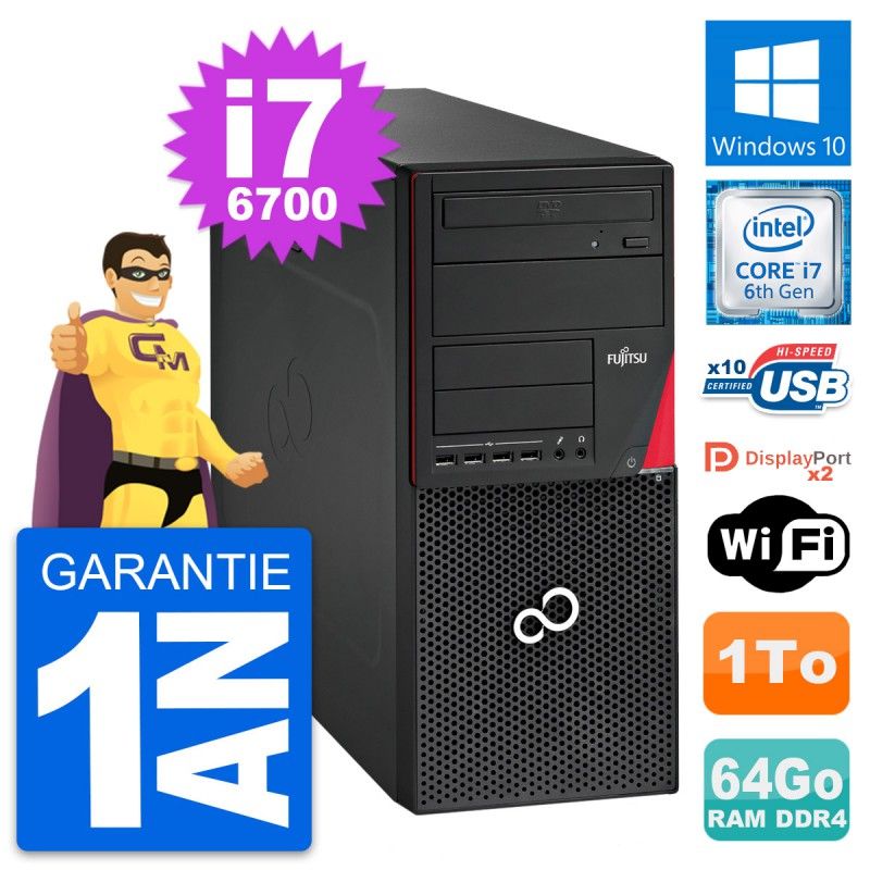 Fujitsu Esprimo P756 MT - Core i7-6700, 64GB RAM, 1TB HDD, Windows 10, WiFi