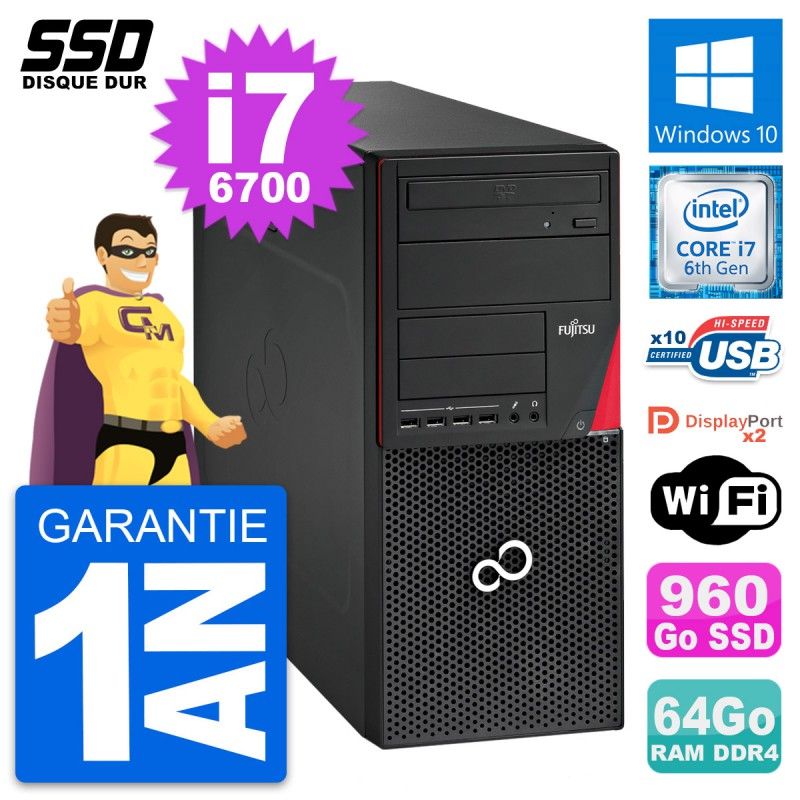 Fujitsu Esprimo P756 MT - Intel i7-6700, 64GB RAM, 960GB SSD, Windows 10, WiFi