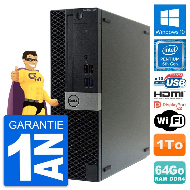 Dell OptiPlex 5050 SFF Desktop PC - Intel G4400, 64GB RAM, 1TB HDD, HDMI, WiFi, Windows 10