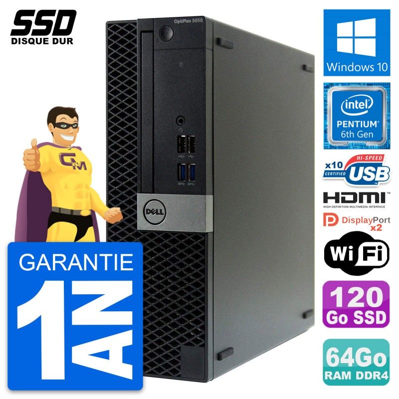 Dell OptiPlex 5050 SFF PC - Intel G4400, 64GB RAM, 120GB SSD, HDMI, WiFi