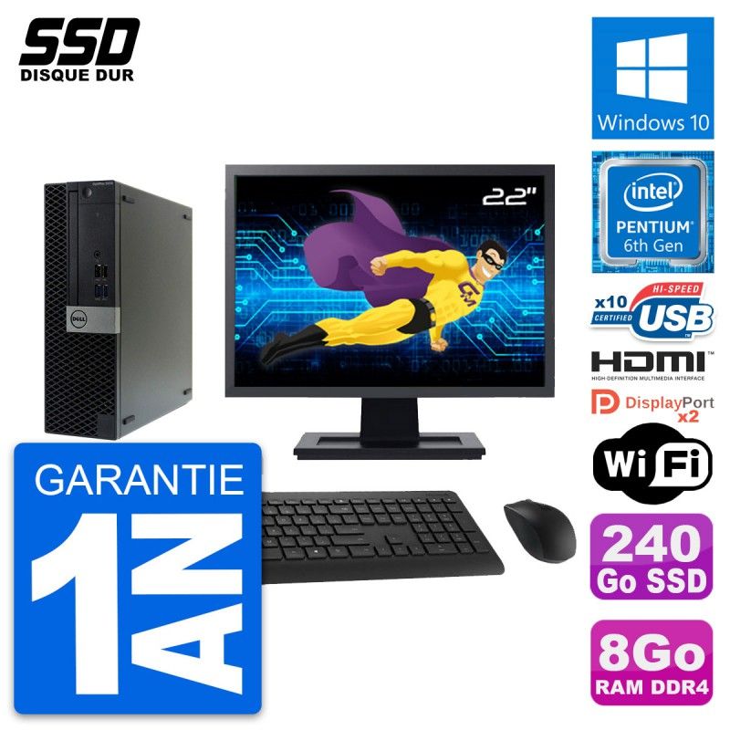 Dell OptiPlex 5050 SFF Desktop Computer - 22" Screen, Intel Pentium G4400, 8GB RAM, 240GB SSD, HDMI