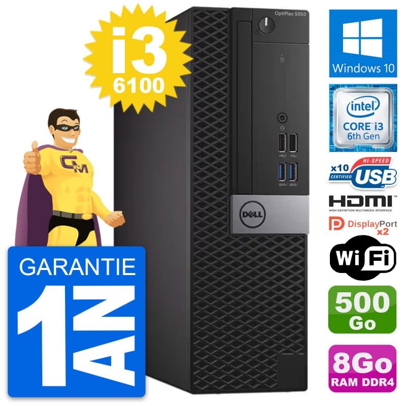 Dell OptiPlex 5050 SFF - Core i3-6100, 8GB RAM, 500GB HDD, HDMI, WiFi