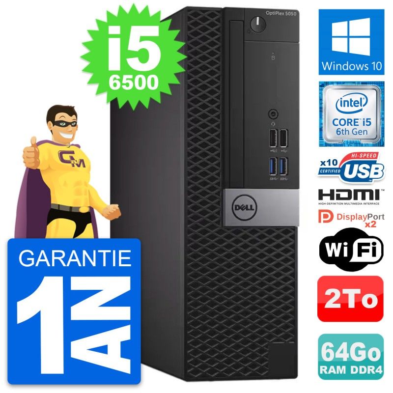 Dell OptiPlex 5050 SFF Desktop - Intel i5-6500, 64GB RAM, 2TB HDD, HDMI, WiFi