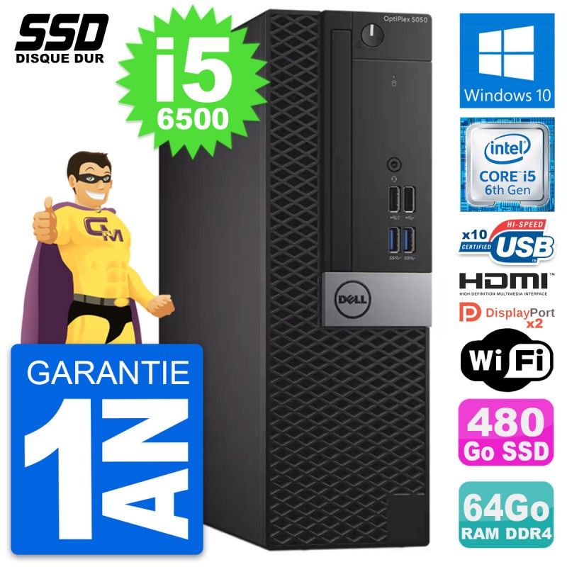 Dell OptiPlex 5050 SFF PC - Intel i5-6500, 64GB RAM, 480GB SSD, HDMI, WiFi