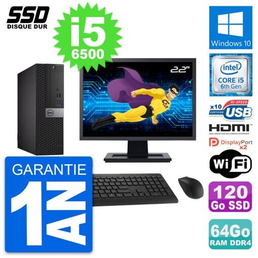 Dell OptiPlex 5050 SFF Computer - 22" Screen, Core i5-6500, 64GB RAM, 120GB SSD