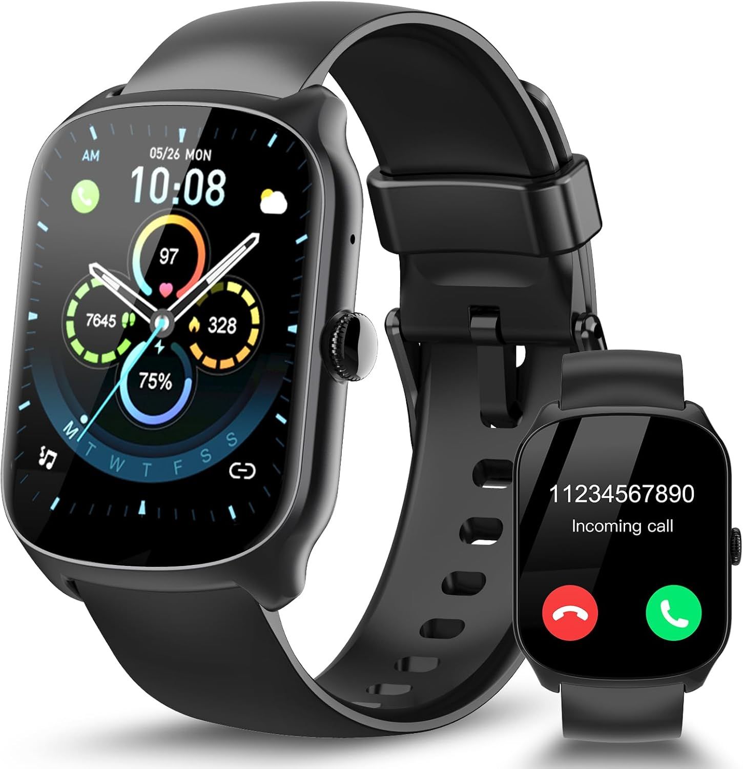 Smartwatch curvo con llamadas Bluetooth, pantalla HD de 1,95", seguimiento del sueño y 110+ modos deportivos - resistente al agua IP68
