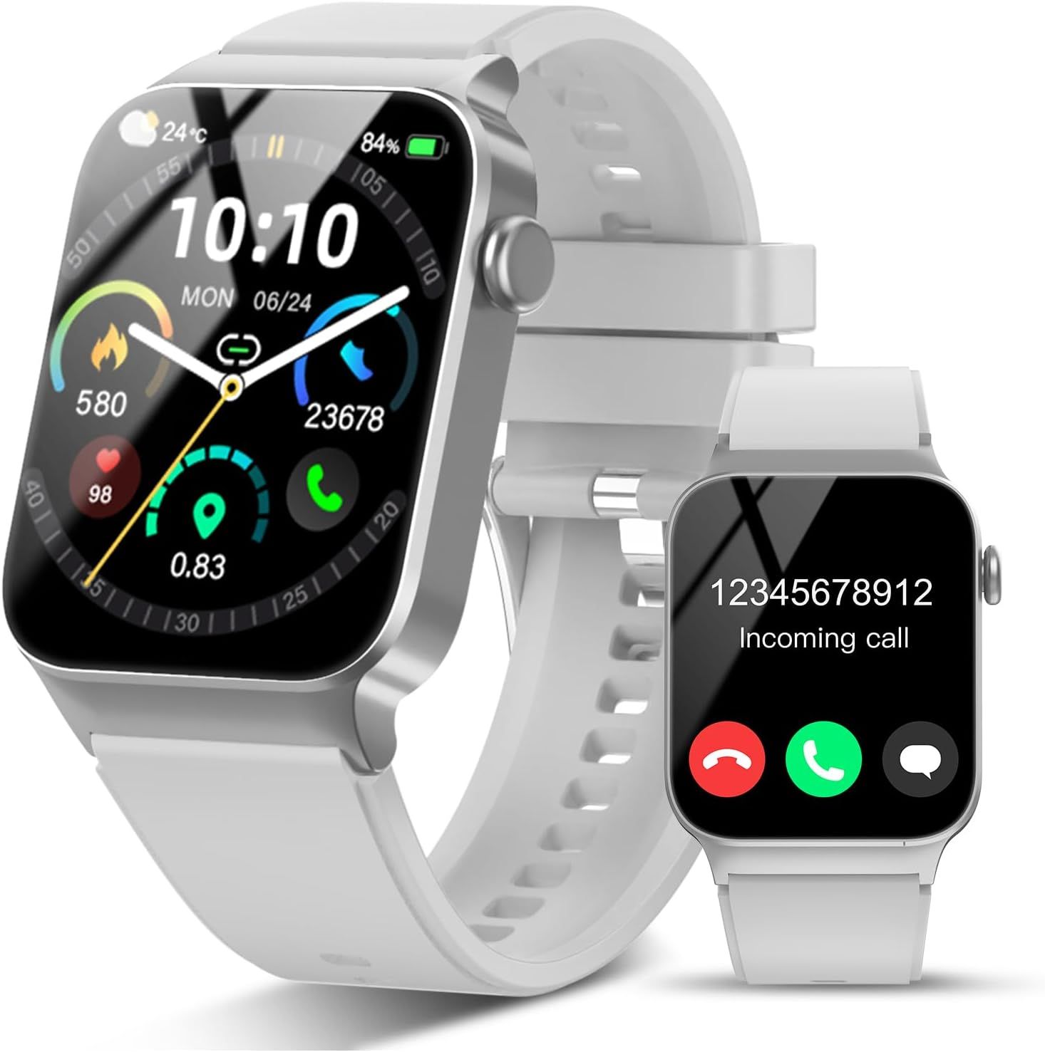 Reloj inteligente de MAEC GROUPE CAHORS para hombres y mujeres, pantalla HD de 1,85 pulgadas, llamadas Bluetooth, 110+ modos deportivos, resistente al agua IP68, podómetro/monitoreo de frecuencia cardíaca/seguimiento del sueño