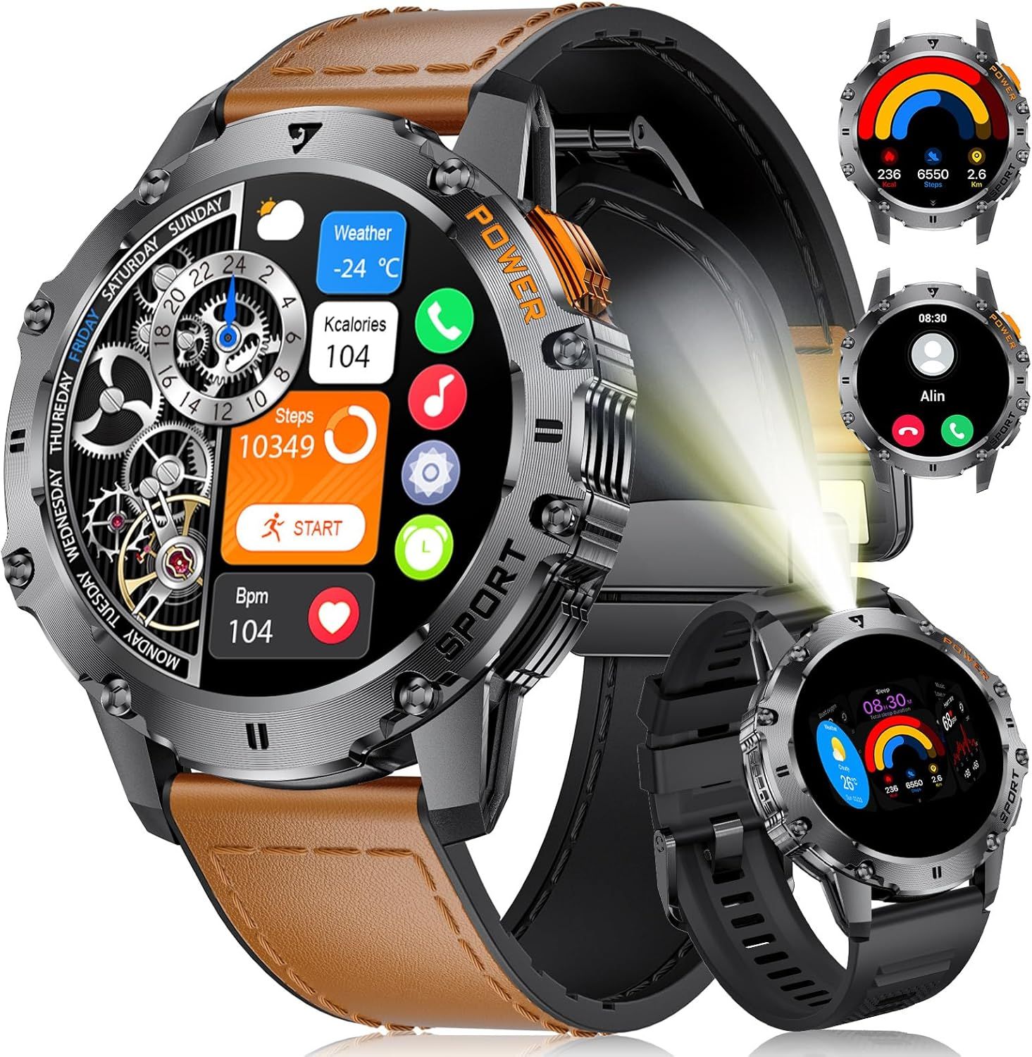 Men's Smart Watch with Magnetic Straps, 1.43' AMOLED 500mAh Waterproof IP68 Sport Watch, Heart Rate Sleep Tracker Calories Bluetooth Calls 2025