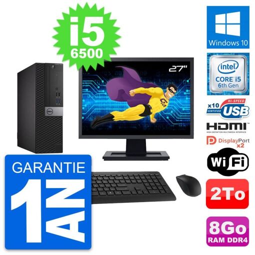 Dell OptiPlex 5050 SFF Computer - 27" Screen, Intel i5-6500, 8GB RAM, 2TB Hard Drive, HDMI