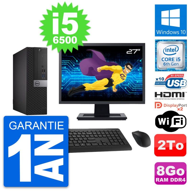 Dell OptiPlex 5050 SFF Computer - 27" Screen, Intel i5-6500, 8GB RAM, 2TB Hard Drive, HDMI