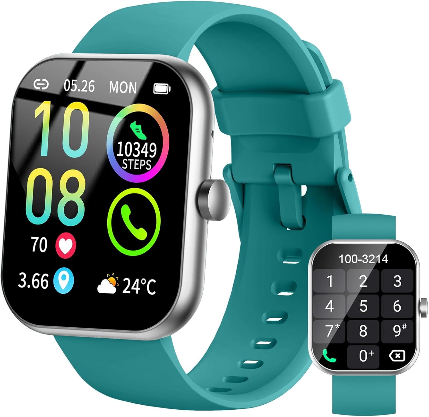 Reloj Inteligente Hombre Mujer MAEC GROUPE CAHORS, Pantalla HD de 1,96 Pulgadas y Distintivos de Reloj, Llamadas Bluetooth, 113+ Modos Deportivos, Monitor de Sueño y Frecuencia Cardíaca, Resistente al Agua IP68 Android/iOS, Verde