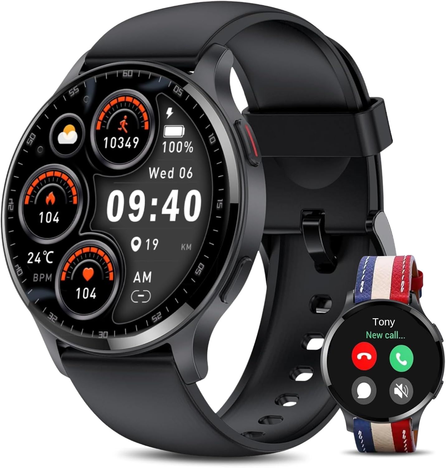 MAEC GROUPE CAHORS Smartwatch for Men and Women, 1.5'' HD Touch Screen, Bluetooth Calls, Heart Rate Monitor, Sleep Tracker, 100+ Sports Modes, IP68 Waterproof