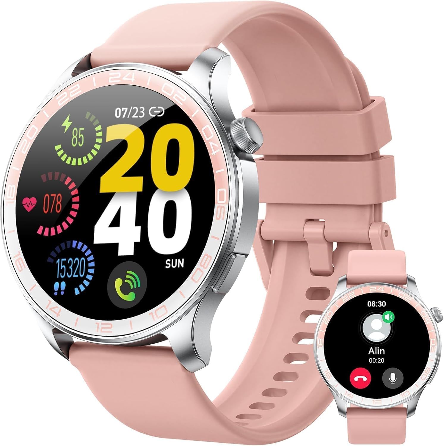 Me Wome Smartwatch, 1.43" AMOLED HD Screen, Calls & Notifications, Heart Rate Monitor, IP68 Waterproof, Compatible with Android/iOS