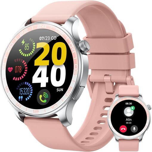 Me Wome Smartwatch, 1.43" AMOLED HD Screen, Calls & Notifications, Heart Rate Monitor, IP68 Waterproof, Compatible with Android/iOS