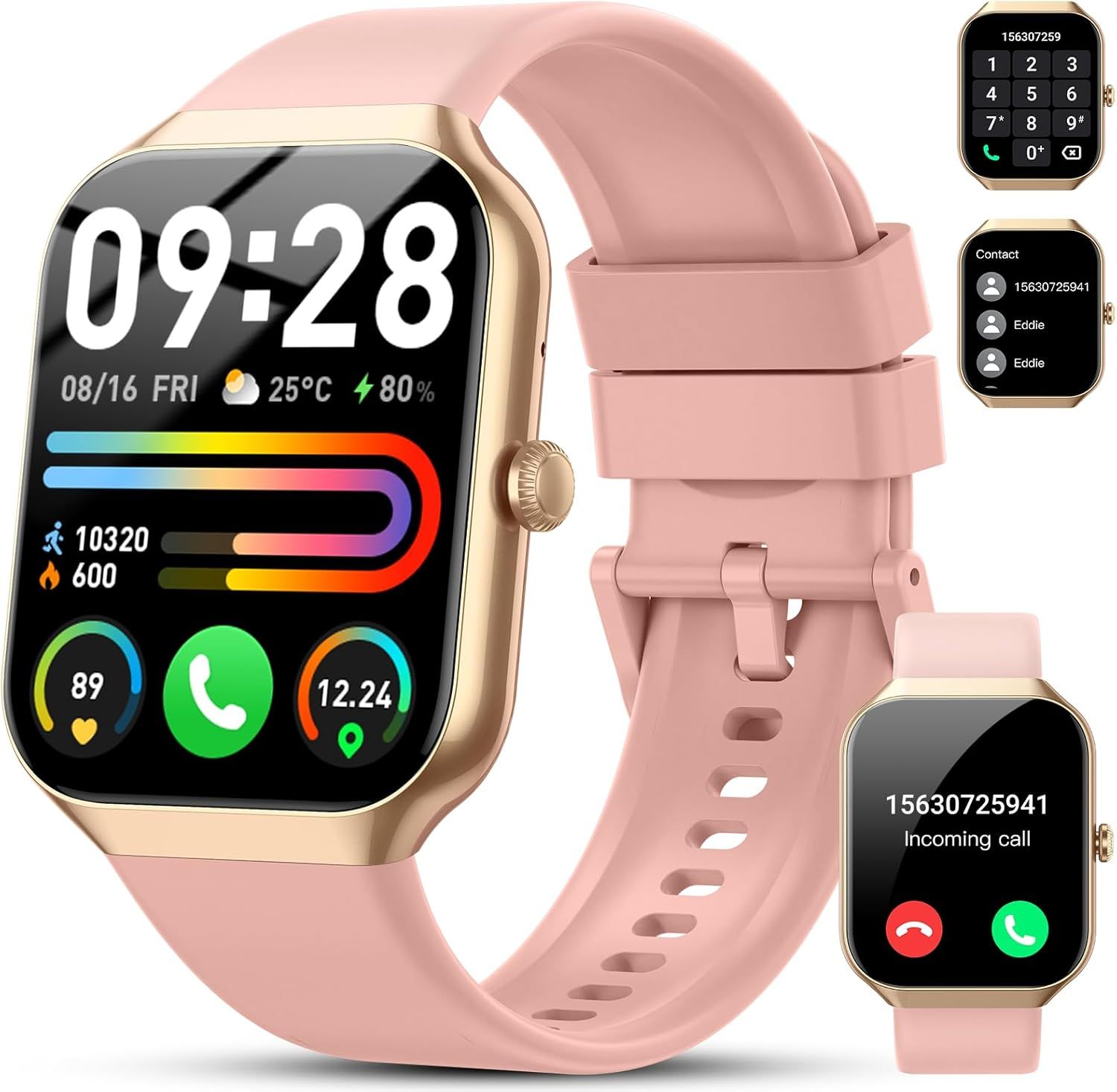 MAEC GROUPE CAHORS Women's Smartwatch, 1.96" HD Display, Fitness Watch with Calls/Messages, Over 115 Sports Modes, Podometer/SpO2/Sleep/Heart Rate Monitoring, IP68 Waterproof for Android iOS