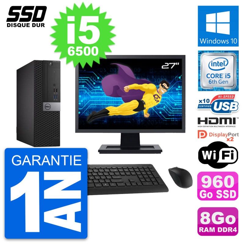Dell OptiPlex 5050 SFF Computer - 27" Screen, Intel i5-6500, 8GB RAM, 960GB SSD, HDMI