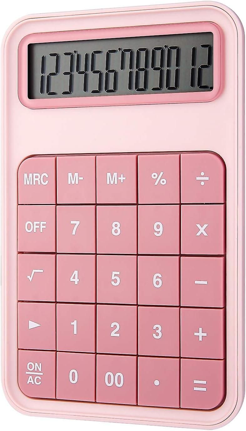 Ynong Desk Calculator, Standard Function, 12-Digit LCD Display, School, Office, Home & Store - Pink