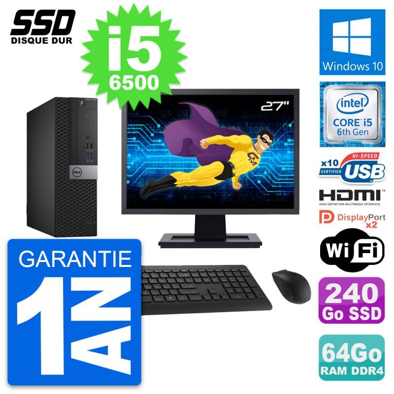 Dell OptiPlex 5050 SFF Computer | 27" Screen | Intel i5-6500 | 64GB RAM | 240GB SSD