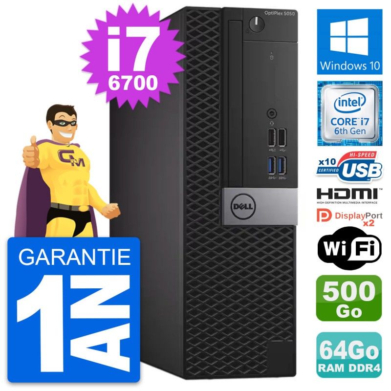 Dell OptiPlex 5050 SFF i7-6700 64GB RAM 500GB HDD HDMI Windows 10 Wi-Fi