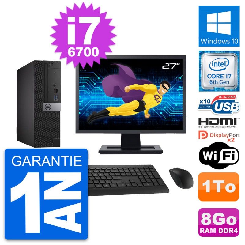 Dell OptiPlex 5050 SFF Computer | 27" Screen | Intel i7-6700 | 8GB RAM | 1TB HDD | HDMI