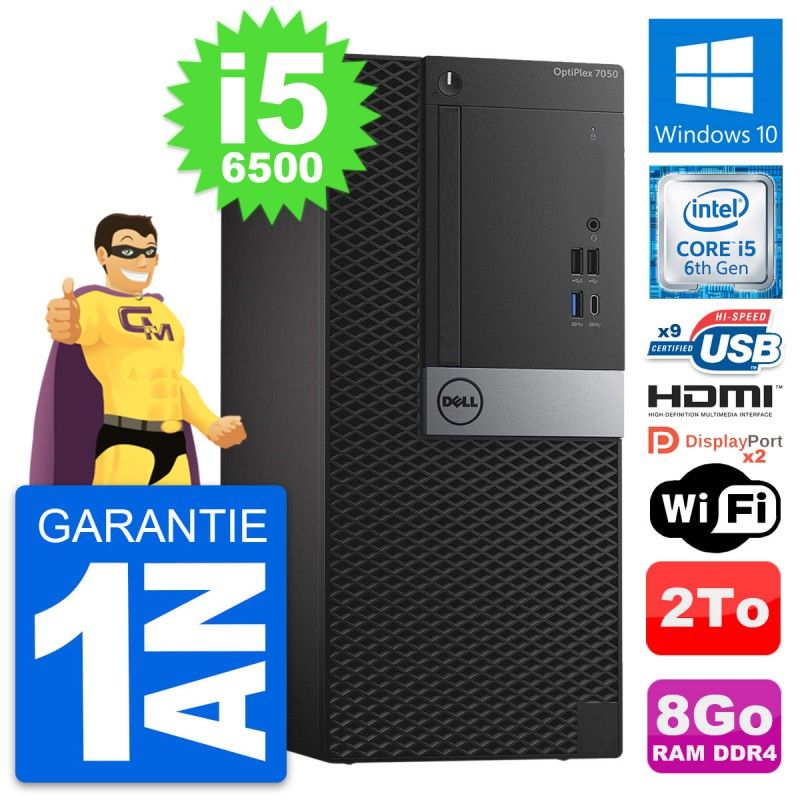 Dell OptiPlex 7050 Desktop PC - Intel i5-6500, 8GB RAM, 2TB Storage, Windows 10
