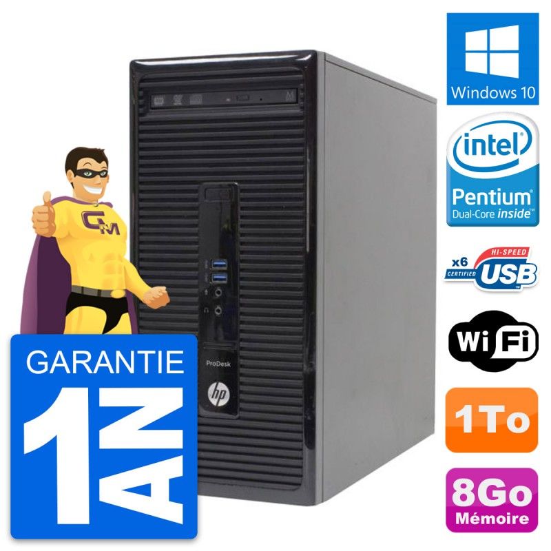 HP ProDesk 400 G2 MT Desktop PC - Intel Core i3-3220, 8GB RAM, 1TB HDD, Windows 10, WiFi