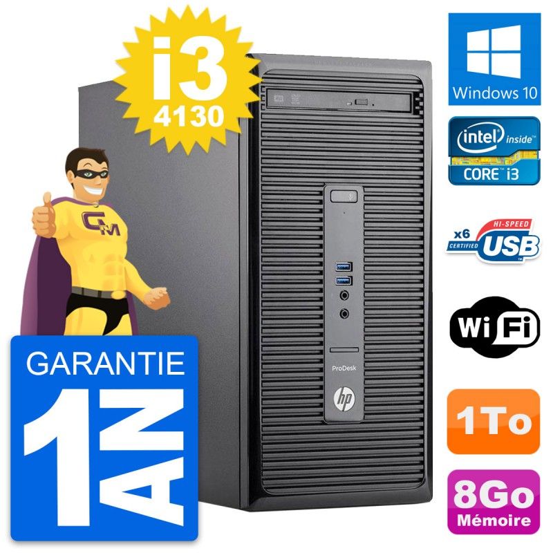HP ProDesk 400 G2 MT Desktop PC - Intel Core i3, 8GB RAM, 1TB HDD, Windows 10, WiFi