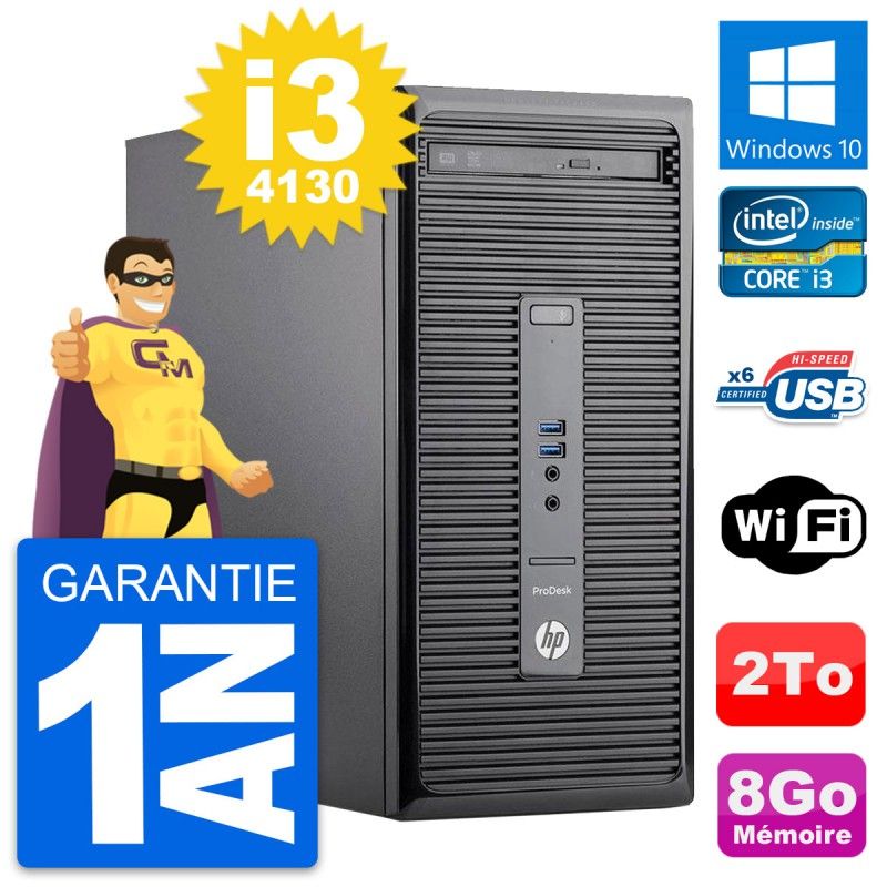 HP ProDesk 400 G2 MT Desktop PC - Intel i3-4130, 8GB RAM, 2TB Hard Drive, Windows 10, WiFi