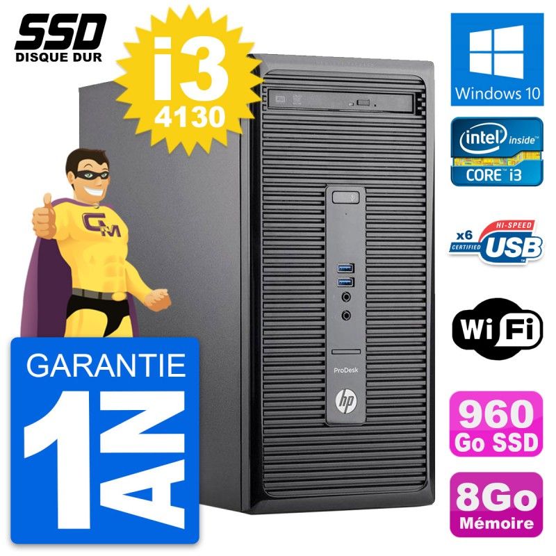 HP ProDesk 400 G2 MT Core i3 Laptop - 8GB RAM, 960GB SSD, Windows 10, WiFi