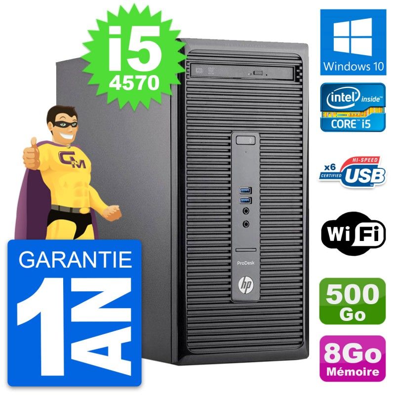 HP ProDesk 400 G2 MT Desktop PC - Intel i5-4570, 8GB RAM, 500GB HDD, Windows 10, WiFi