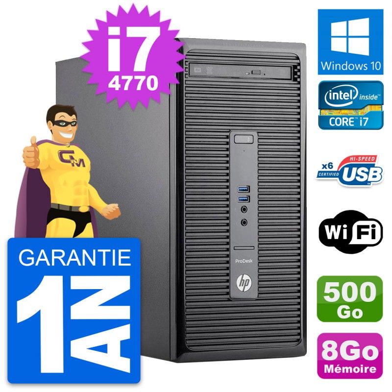 HP ProDesk 400 G2 MT Desktop PC - Intel i7-4770, 8GB RAM, 500GB HDD, Windows 10, WiFi