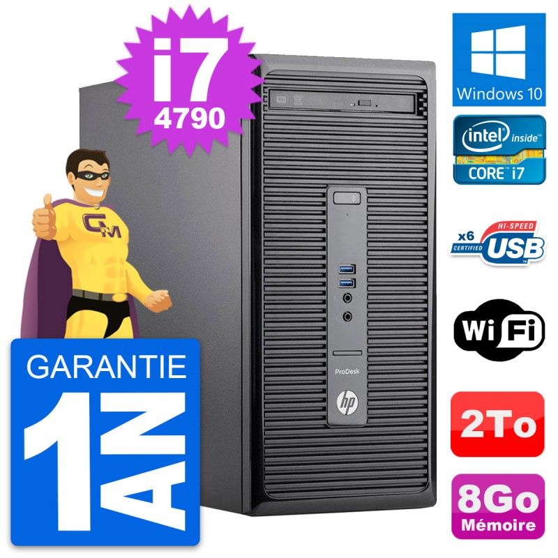 HP ProDesk 400 G2 MT Desktop PC - Intel i7-4790, 8GB RAM, 2TB HDD, Windows 10, WiFi