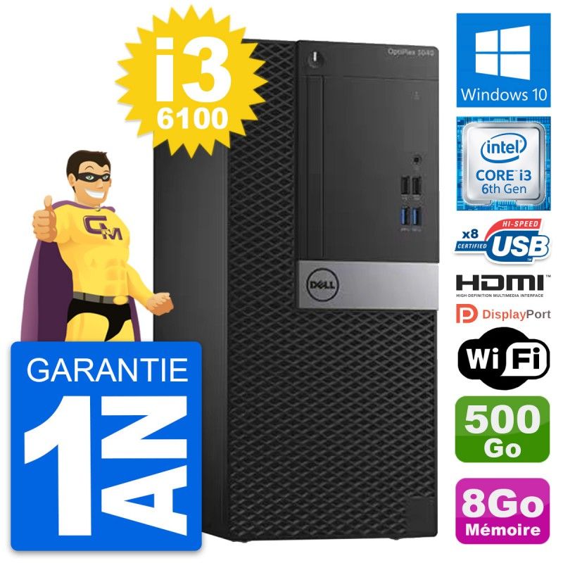 Dell OptiPlex 3040 Desktop PC - i3-6100, 8GB RAM, 500GB HDD, HDMI, WiFi