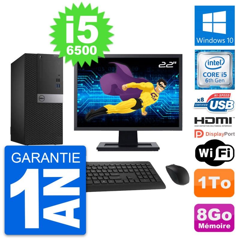 Dell OptiPlex 3040 Desktop Computer, 22" Screen, Core i5-6500, 8GB RAM, 1TB HDD, HDMI