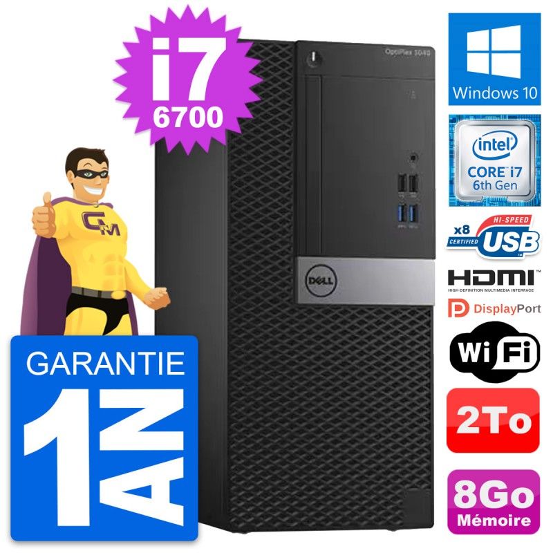 Dell OptiPlex 3040 Desktop PC - Intel i7-6700, 8GB RAM, 2TB HDD, HDMI