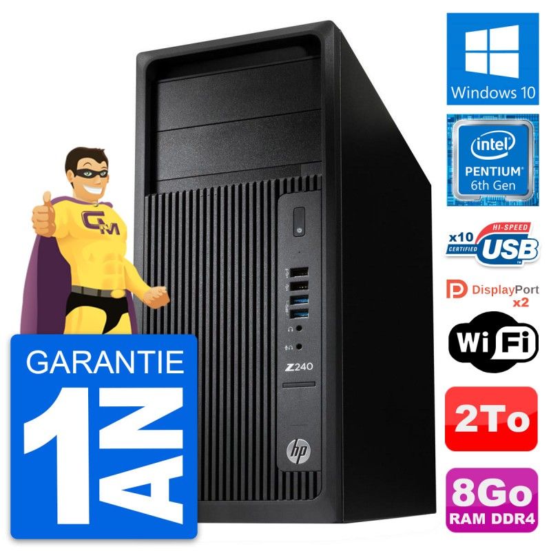 HP WorkStation Z240 MT - Intel Pentium G4400, 8GB RAM, 2TB HDD, Windows 10, WiFi