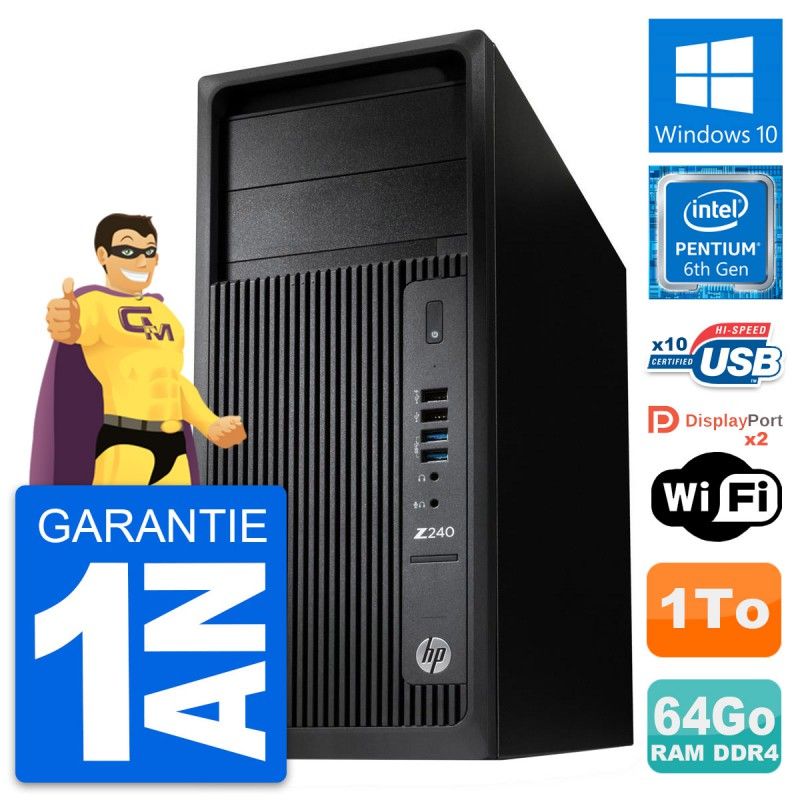 Estación de trabajo HP Z240 MT - Procesador Intel Core i5-7400, 64 GB de RAM, 1 TB HDD, Windows 10, WiFi