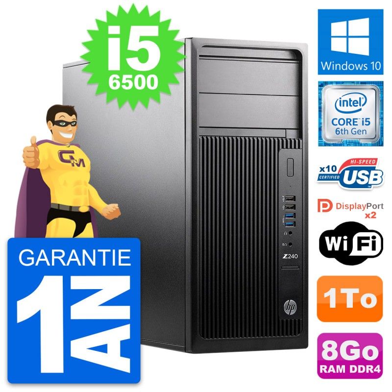 HP WorkStation Z240 MT - Intel i5-6500, 8GB RAM, 1TB HDD, Windows 10, WiFi