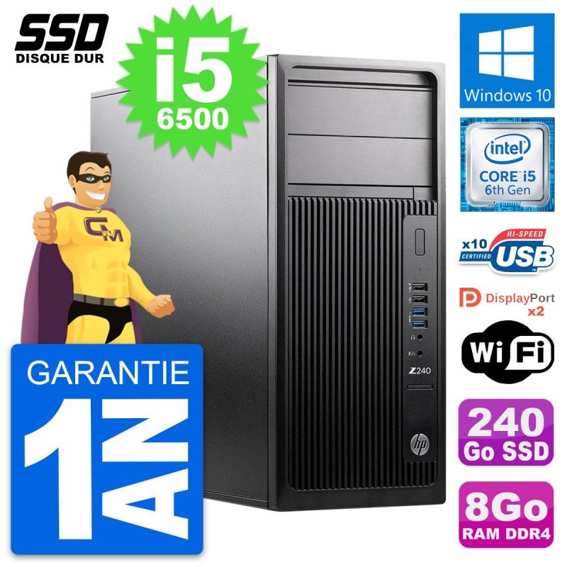 HP WorkStation Z240 MT - Intel Core i5-6500, 8GB RAM, 240GB SSD, Windows 10, WiFi