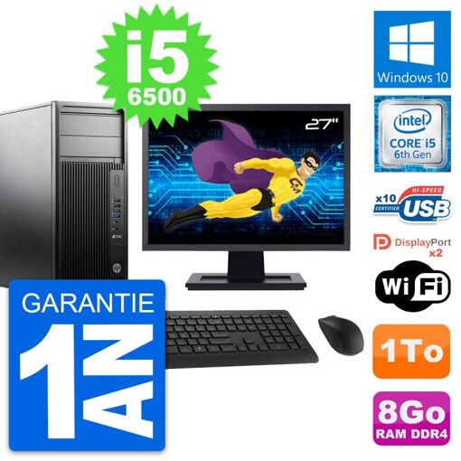 Ordinateur de bureau HP WorkStation Z240 - Écran 27'', i5-6500, 8 Go RAM, 1 To HDD, Windows 10, WiFi
