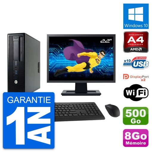 HP EliteDesk 705 G1 SFF Desktop Computer, 22" Screen, AMD A4 PRO-7300B, 8GB RAM, 500GB HDD