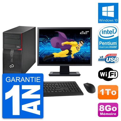 Fujitsu P520 22-Inch PC Tower - Intel Pentium G3220, 8GB RAM, 1TB HDD, Windows 10, WiFi