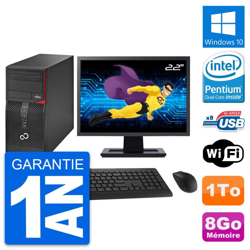 Fujitsu P520 22-Inch PC Tower - Intel Pentium G3220, 8GB RAM, 1TB HDD, Windows 10, WiFi