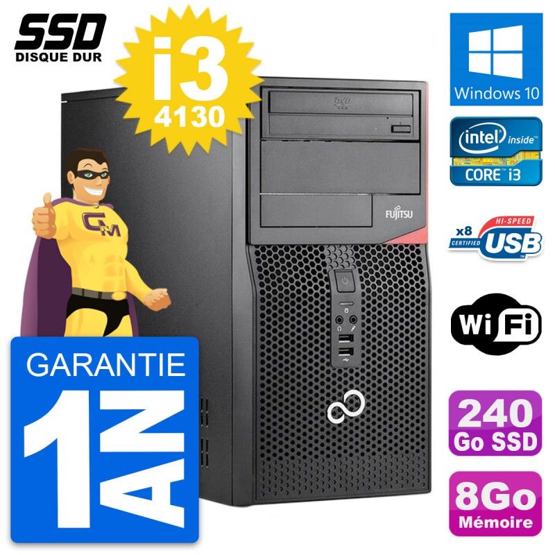 Fujitsu Esprimo P520 MT Desktop PC - Intel i3-4130, 8GB RAM, 240GB SSD, Windows 10, WiFi