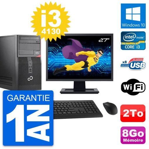 Fujitsu P520 27-inch PC Tower - Intel i3-4130, 8GB RAM, 2TB HDD, Windows 10, WiFi