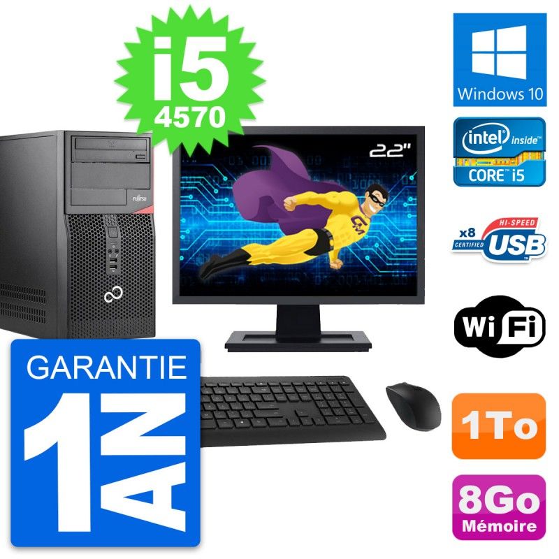 Fujitsu P520 22-Inch PC Tower - Intel i5-4570, 8GB RAM, 1TB HDD, Windows 10, WiFi