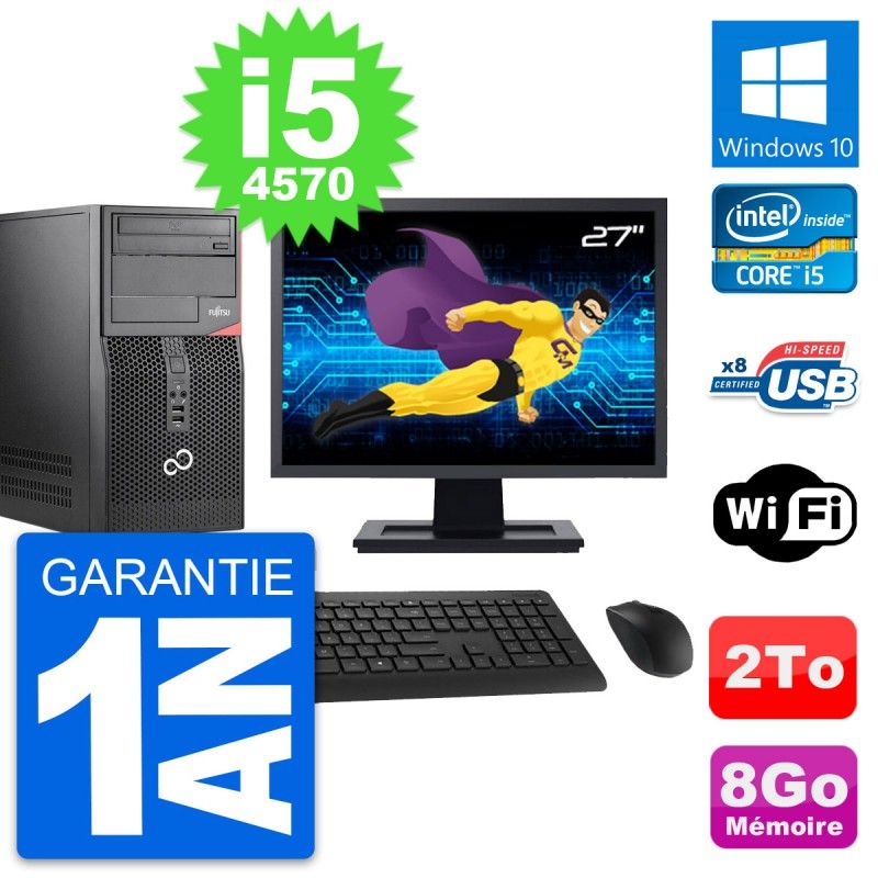 Fujitsu P520 27-Inch PC Tower - Intel i5-4570, 8GB RAM, 2TB Hard Drive, Windows 10, WiFi