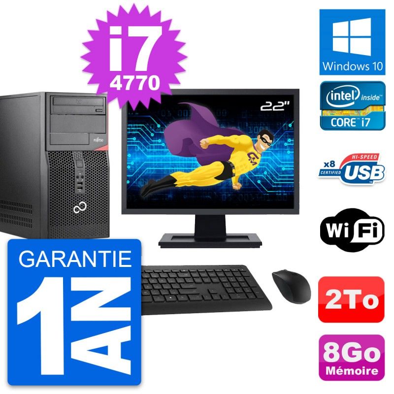 Fujitsu P520 22-Inch Tower PC - Intel i7, 8GB RAM, 2TB Storage, Windows 10