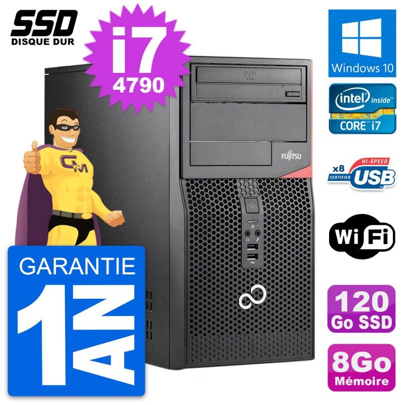 Fujitsu Esprimo P520 MT Desktop Computer - Intel i7-4790, 8GB RAM, 120GB SSD, Windows 10, WiFi