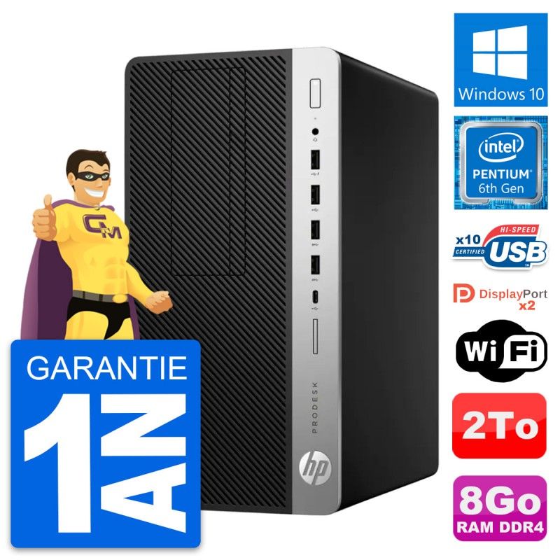 HP ProDesk 600 G3 MT Desktop PC - Intel Pentium G4400, 8GB RAM, 2TB HDD, Windows 10, WiFi